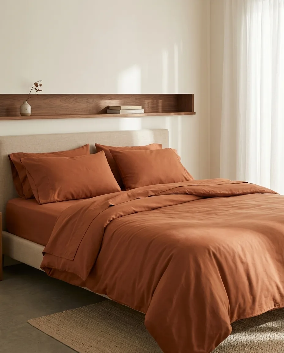 Terracotta bedding, wall niche shelf
